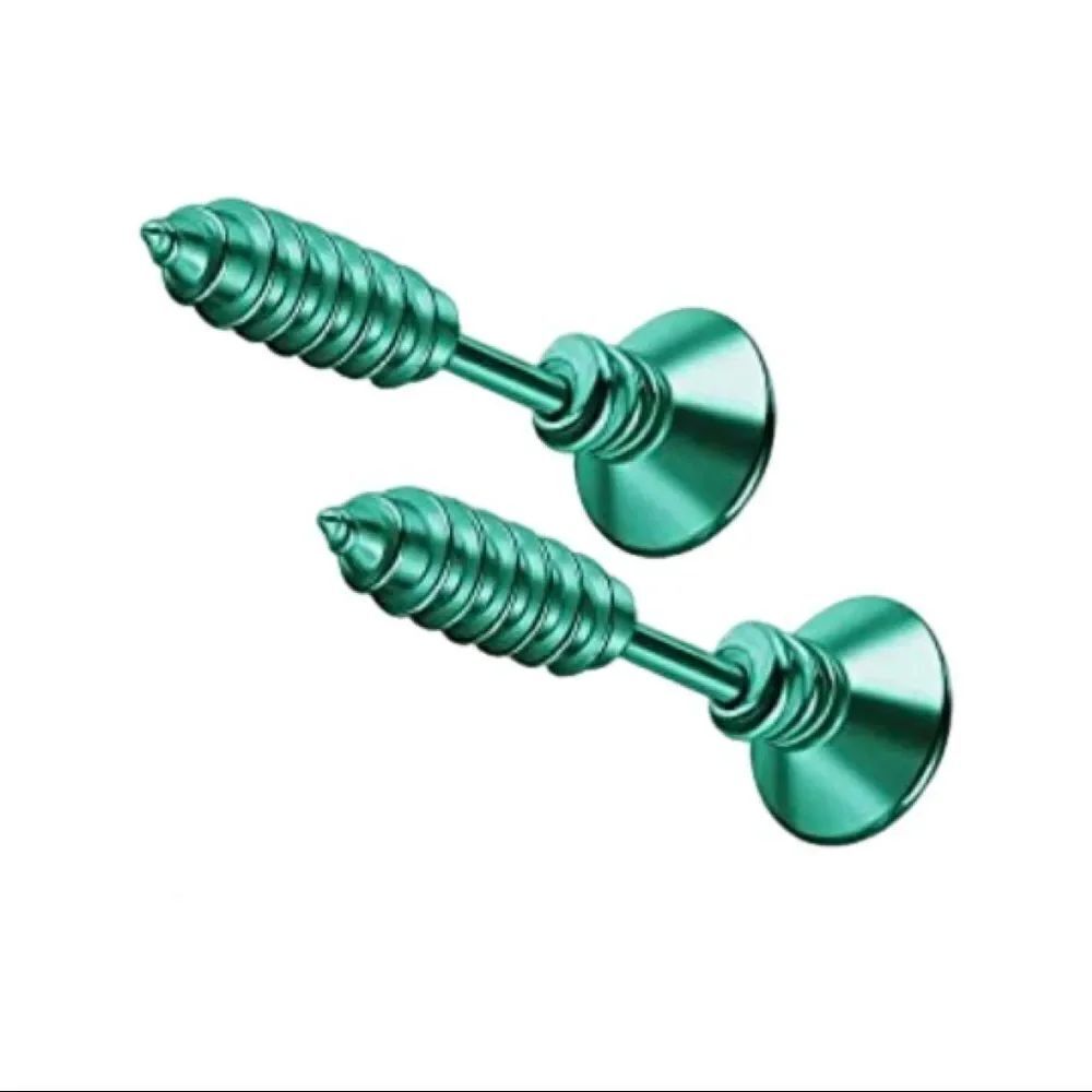 Green Screw Stud Earrings
